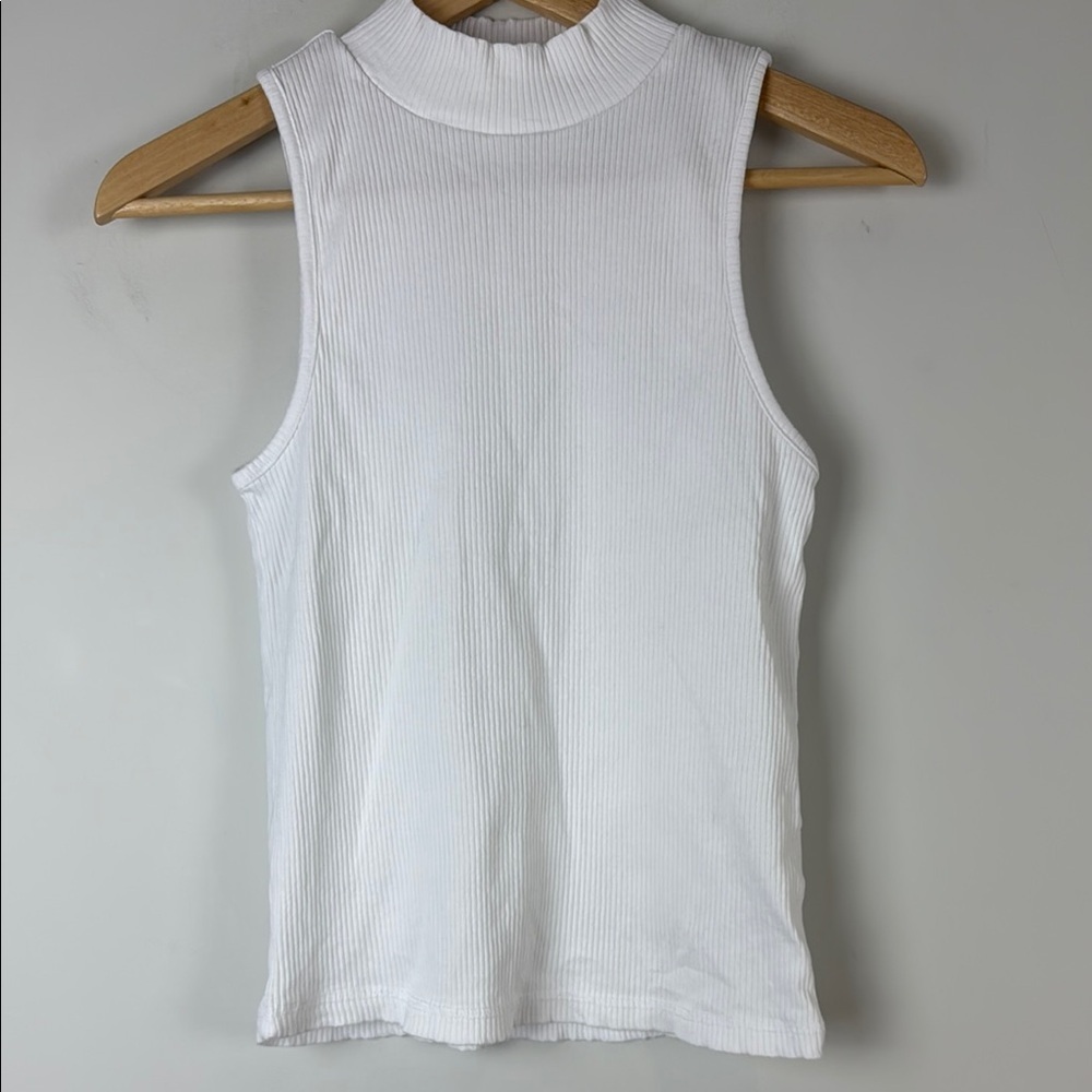 Frank & Oak White Sleeveless Fitted Ribbed Tank Top Medium